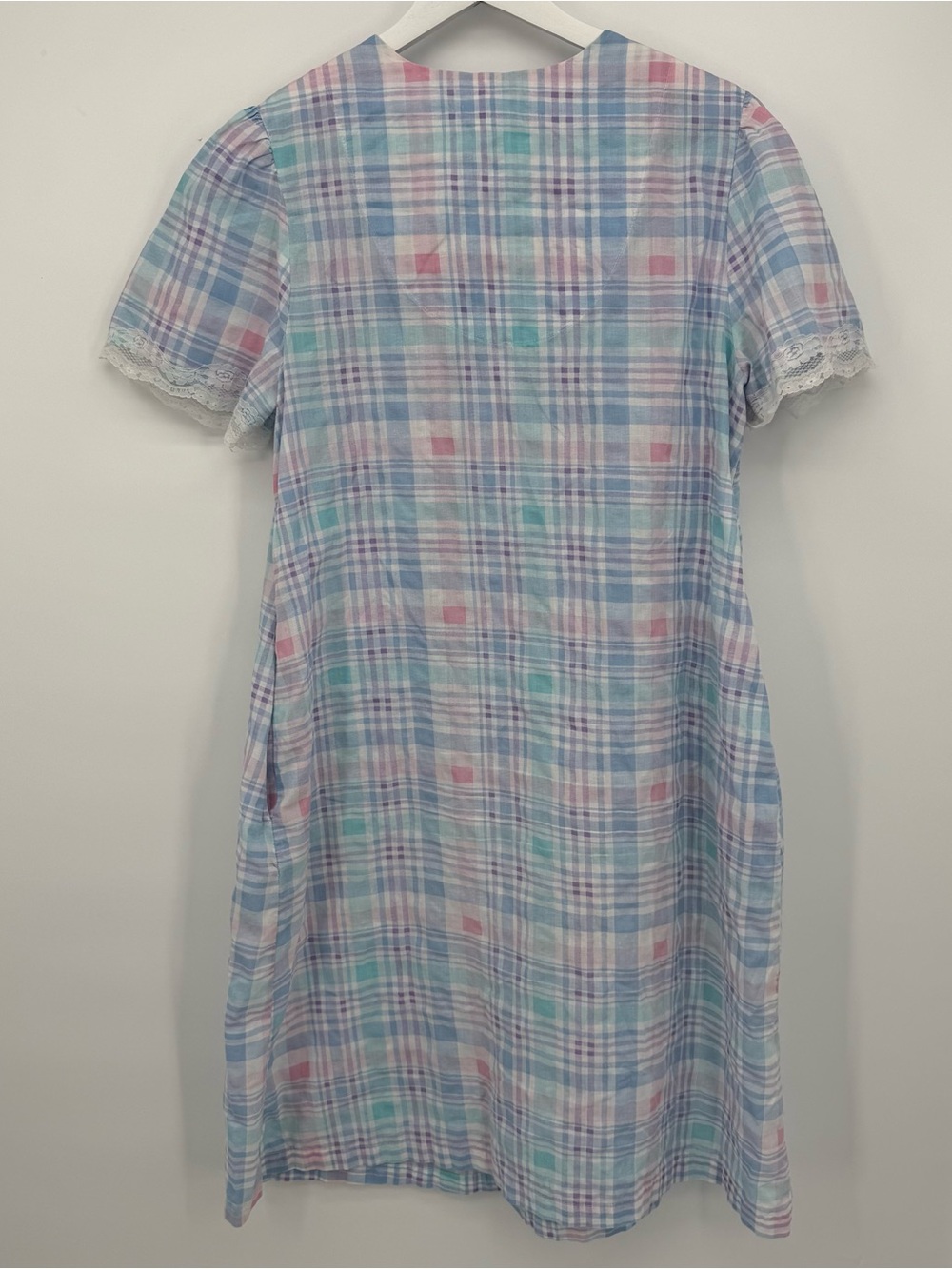 Vintage Flawed Nightgown Bundle Lot of 3 Pink Plaid Size Medium & Large Repair - Picture 9 of 16